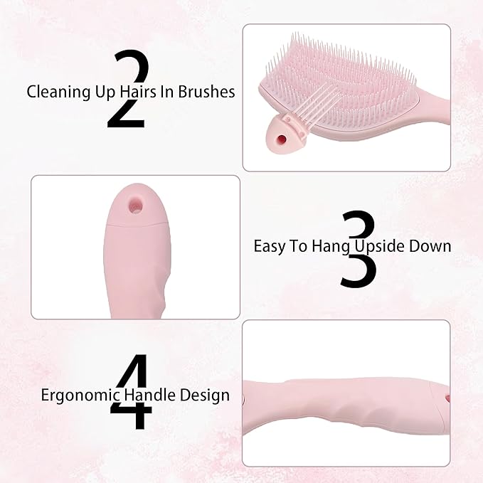 Hair Brush Set, Professional Styling Tools with Combs and Accessories, Pink, Gift Box Included (Pink Brush+Black Brush)