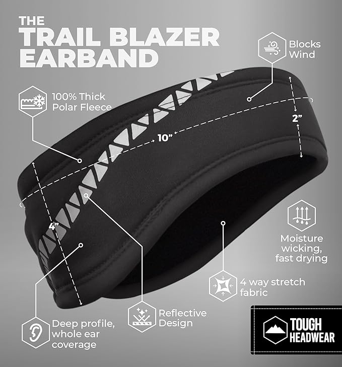 Tough Headwear Winter Headbands for Women - Ear Warmers - Ear Muffs for Winter - Fleece Headband for Men & Women for Cold Weather