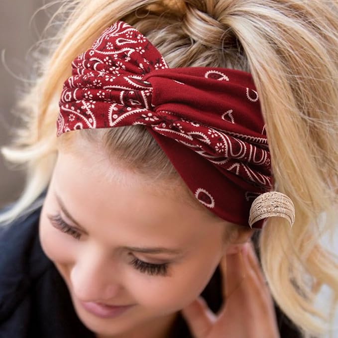 DRESHOW 4 Pack Turban Headbands for Women Wide Vintage Head Wraps Knotted Cute Hair Band Accessories