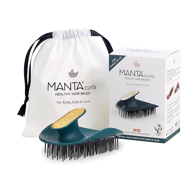 Manta Curls Anti-Breakage Hairbrush – Detangling Brush for Curly & Afro Hair, Gentle Wet & Dry Hairbrush for Women, Soft Teal