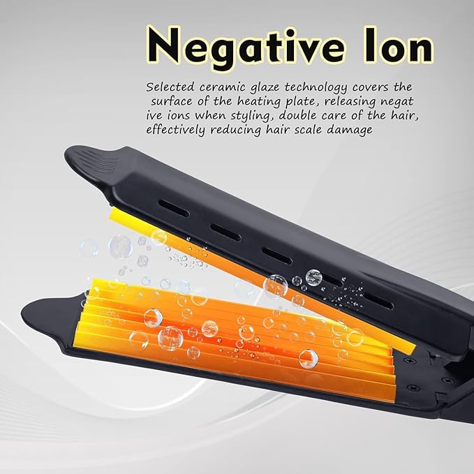 2 Inch Hair Crimper for Volumizing & Textured Styles, Ceramic Crimping Iron with Anti-Static Technology, 4 Adjustable Heat Settings 300°F-450°F, 110-240V Travel Hair Styling Tool for Women
