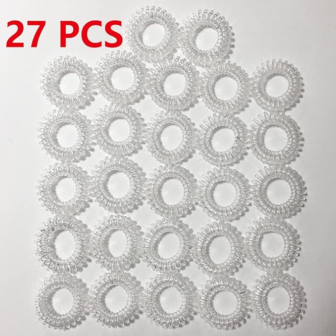 27 Pieces Spiral Coil Hair Ties: Waterproof Elastic Traceless Ponytail Holders, Colorless 1.58inch (4cm) No Crease Hair Bands