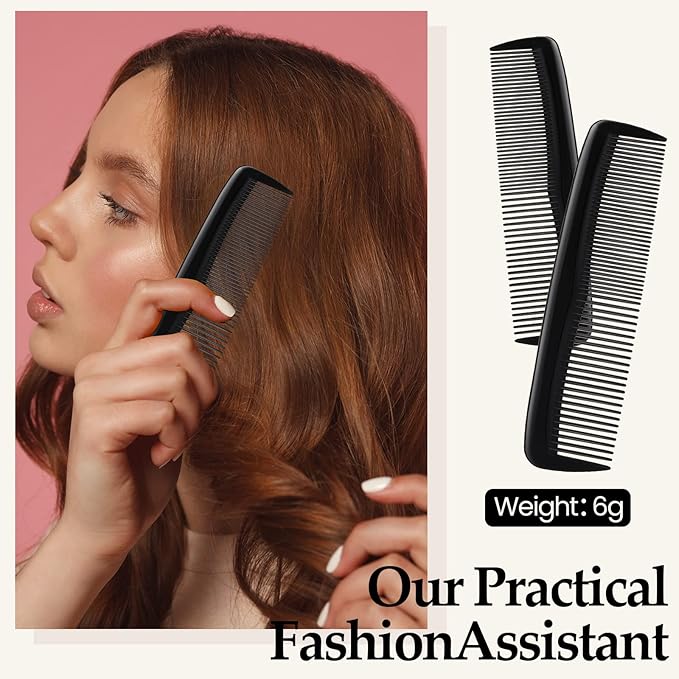 Mimorou 150 Pieces Hair Combs Bulk Black Plastic Pocket Hair Combs 5 Inch Fine and Wide Tooth for Women and Men, Hotel, Travel, Charity, Homeless, Nursing Home