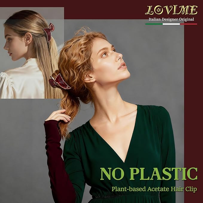 2026 Original Italian Designed Christmas Hair Claw Clips for Women, Strong Grip Plant-Based Acetate Hair Clips for Birthday Girls, Handmade Christmas Hair Accessories With Gift Box-Steed Herald