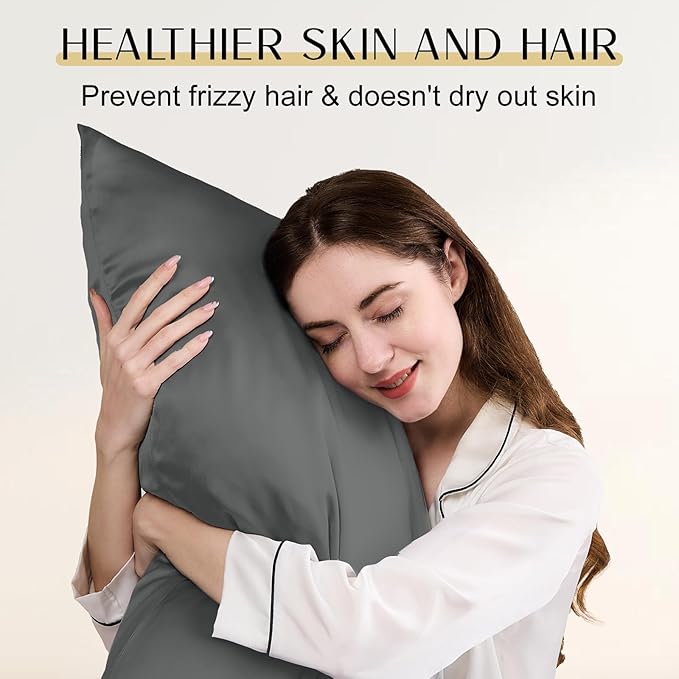 ZIMASILK Upgraded 100% 6A Grade Pure Mulberry Silk Pillowcase for Hair and Skin Silk Pillow Cases with Reinforced Hidden Zipper, More Soft & Durable, Gift Box (Standard 20"x26" Charcoal)