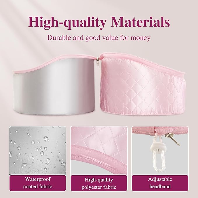 Heat Cap for Deep Conditioning: 10-Level Heats Up Quickly 3 Time Settings Hair Steamer for Natural Hair Home Use Thermal Steam Cap for Black Hair Portable Heating Caps Pink