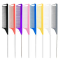 8 Pack Rat Tail Combs Set Stainless Steel Pintail Comb, Professional Rat Tail Combs for Styling, Sectioning & Hair Coloring for Salon & Home Use