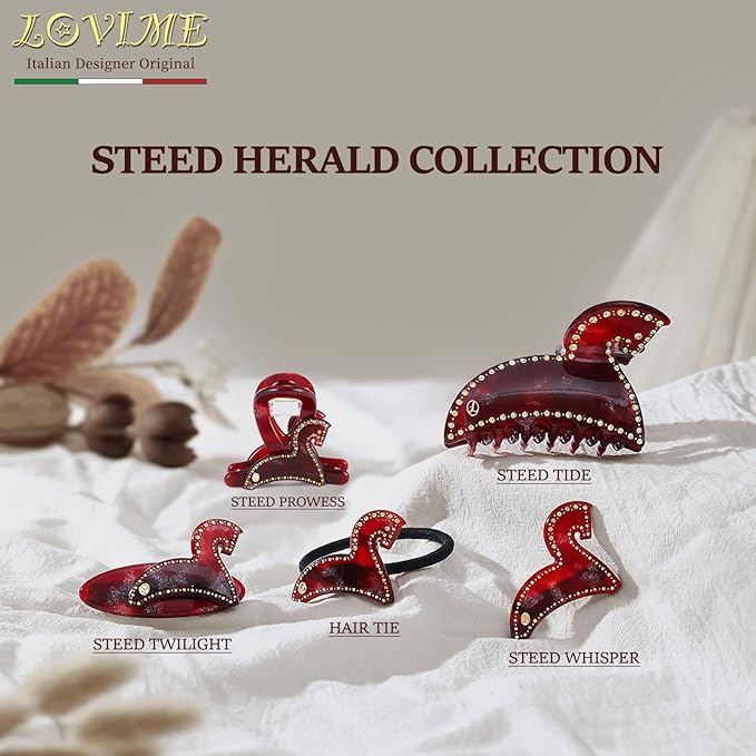 2026 Original Italian Designed Christmas Hair Claw Clips for Women, Strong Grip Plant-Based Acetate Hair Clips for Birthday Girls, Handmade Christmas Hair Accessories With Gift Box-Steed Herald