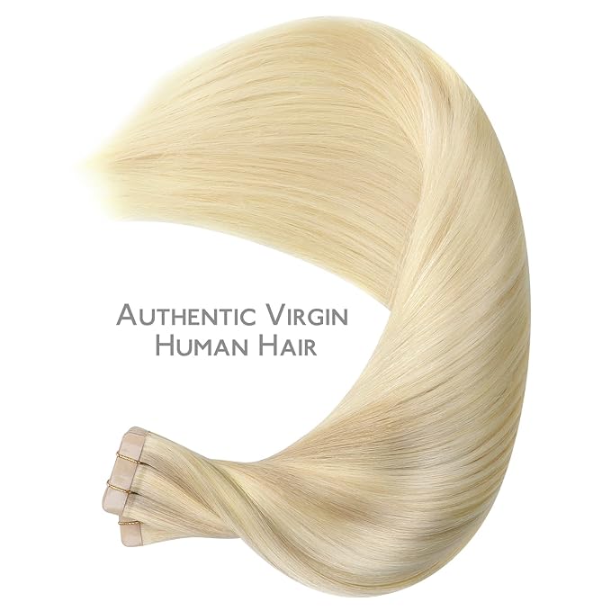WENNALIFE Tape in Hair Extensions Human Hair, 40pcs 100g 24 inch Ombre Ash Blonde to Golden Blonde Balayage Platinum Blonde Hair Extensions Real Human Hair Invisible Straight Tape in Extensions