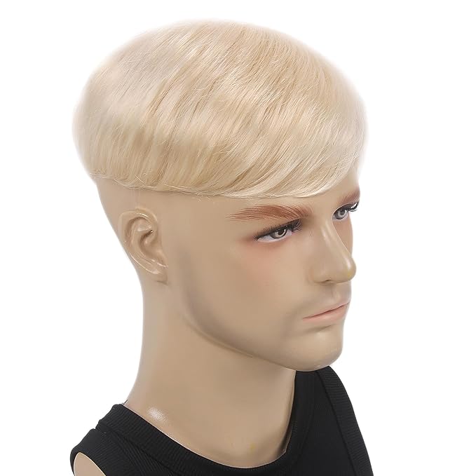 H&Bwig Men Short Toppers Hairpiece Clip in Hair Extensions for Covering White Loss Hair Toupee (Blonde6063#613)