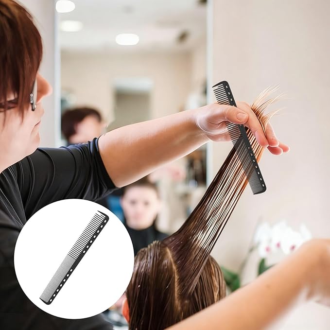Jeffdad 9 PCS Carbon Hair Cutting Combs, Professional Carbon Fine Cutting Comb Heat Resistant Carbon Fiber Salon Hairdressing Comb Multi-Function Medium and Fine for Man Woman