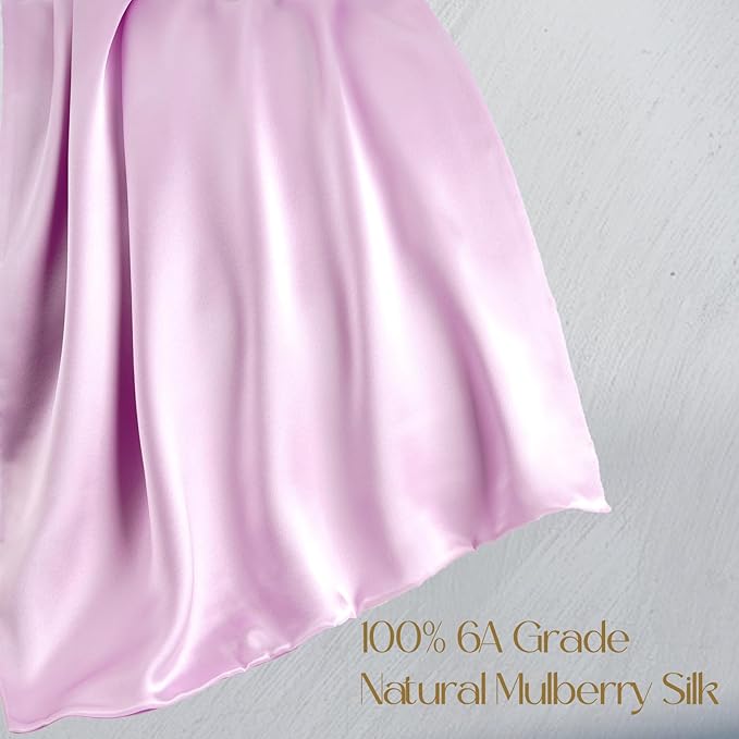 ZIMASILK 100% Pure Mulberry Silk Pillowcase for Hair and Skin Health,Soft and Smooth,Both Sides Premium Grade 6A Silk,600 Thread Count,with Hidden Zipper,1pc (King 20''x36'',Light Purple)