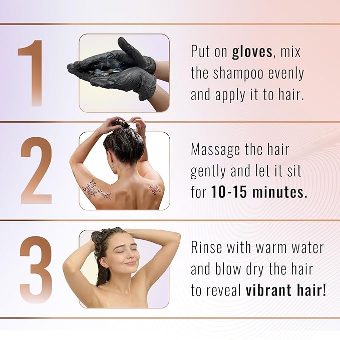Herbishh Natural Hair Dye Shampoo with Argan Mask - Long-Lasting Color for Gray Hair - Travel Size, 10+1 Pack, Ammonia-Free (Black)