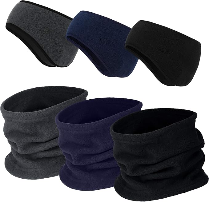 BBTO 6 Pieces Fleece Ear Warmers Headband Winter Neck Gaiter