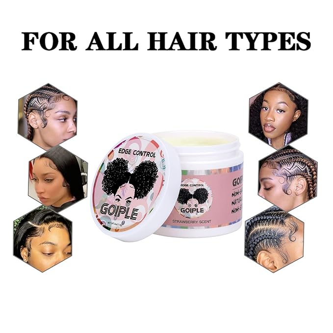 Edge Control Wax for Women Strong Hold Non-greasy, Edge Wax Styling Gel for Black Women Hair No Flaking, White Residue, Shine and Smooth Strawberry Scent 4oz