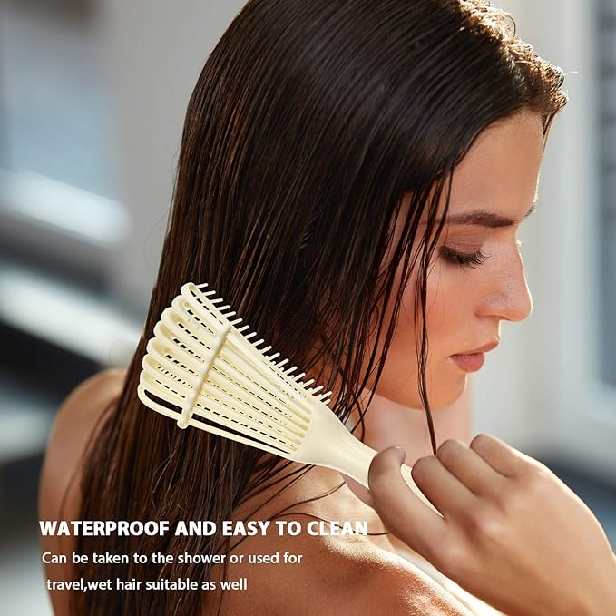 2 Pieces Detangling Brush for Afro America/African Hair Textured 3a to 4c Kinky Wavy/Curly/Coily/Wet/Dry/Oil/Thick/Long Hair, Knots Detangler Easy to Clean (Beige, Black)