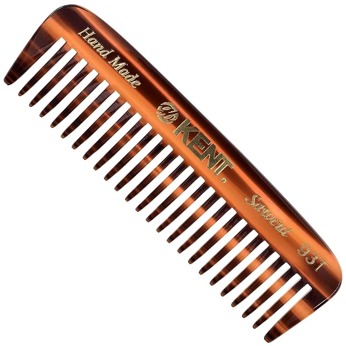Kent 93T Wide Tooth Men's Comb, for Mustache and Beard ideal for Facial Hair, Small Pocket Sized Travel Detangler Comb, Saw-Cut Hand polished Made in England