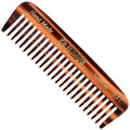 Kent 93T Tortoiseshell Wide Tooth Small Comb for Men's Mustache and Beard Grooming, Pocket Sized Detangler Travel Comb, Saw-Cut and Polished, Handmade in England