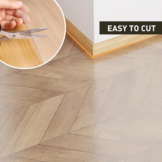 Clear Plastic Area Mat for Under Dining Table, 8'×12' Large No Slip Waterproof Vinyl Area Rug for Home, Anti-Spill Hard Floor Protector Cover, Splat Mat for Under High Chair, Easy Clean Floor Mat