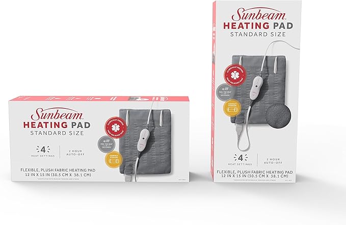 Sunbeam Premium Sunbeam Heating Pad with Compact Storage, Standard Size, Gray