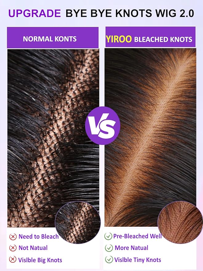 YIROO Bye Bye Knots Glueless Wig Yaki Straight Pre Cut 7x5 HD Lace Front Wig Human Hair Put On and Go Pre Everything Wig with Baby Hair Pre Bleached Invisible Knots 180% Density Easy to Wear 22inch
