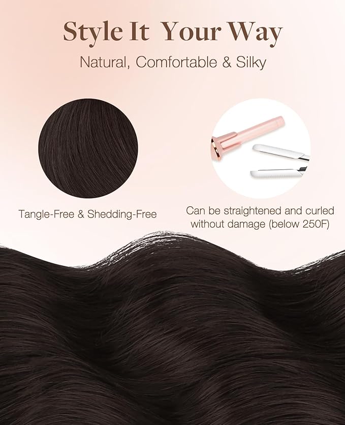 GOO GOO Invisi Edge Tape in Hair Extensions Human Hair, 2A Light Brown 10pcs injected with 10pcs classical tape ins, 14inch 50g, Virgin Remy Hair, Natural Look