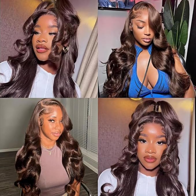 Color 4 Body Wave Bundles Human Hair Chocolate Brown Bundle Niegmeag Peruvian Virgin Remy Hair 3 Bundles 20 22 24 Inch Double Weft Dark Brown Body Wave Bundle Hair Weave