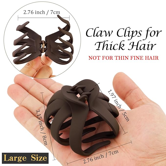 Hair Clips, 5Pcs Octopus Matte Hair Claws for Women, Large 3.15" Hair Clips for Thick Hair, Non-slip Jaw Clips, Hair Accessories