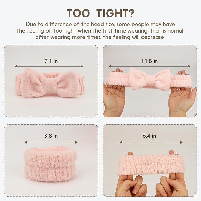 WSYUB Spa Headband and Wristband Set, Face Wash Headband, Makeup Skincare Headbands Wrist Bands for Washing Face,6pcs