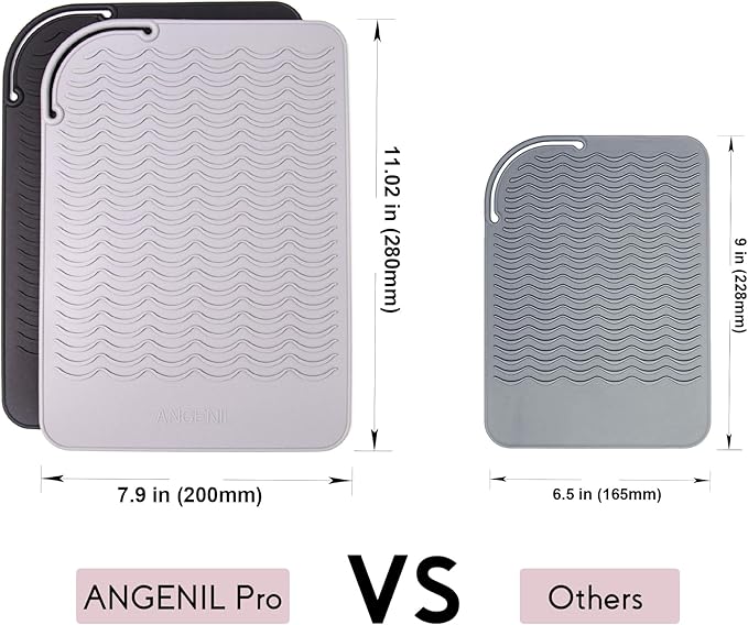 ANGENIL Travel Flat Iron Hair Straightener Large Pad Heat Mat for Curling Iron Silicone Sleeve Mat, Use for Heat Resistant Mat for Craft Glue Guns & Hair Iron Tools Pad