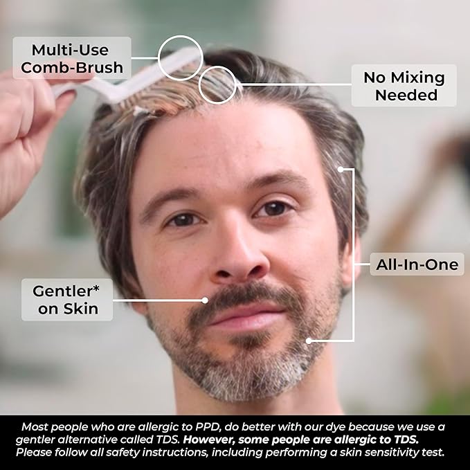 Simpler Hair Color for Men Kit for Full Gray Coverage - Brown Black Hair Dye Foam for Men w/Aloe Vera, Avocado Oil & More - Effortless, 100% Gray Hair Coverage and Beard Dye