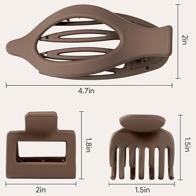 3 Styles 12PCS Hair Clips for Women Small Medium Big Claw Clips for Thin Thick Hair 4.6'' Flat Hair Claws 2'' Rectangle |Small Double Row Hair Claw Clips Combination Hair Accessories for Women