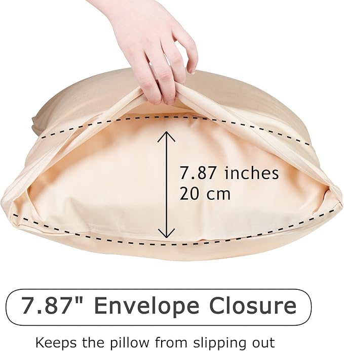 Anti Acne Pillowcase - King Size 36x20, Beige, Envelope Style - Oeko-TEX Certified - 75% Viscose Derived from Bamboo, 25% Modal for Smooth, Breathable, Moisture-Wicking Quality