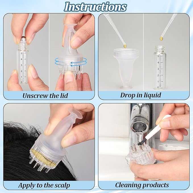 Hair Oil Applicator for Scalp,Minoxidil Applicator, Hair Bottle Applicator,Scalp Applicator Comb Applicator and Massager in One,Transparent Comb Brush Tool, Suitable for Men and Women