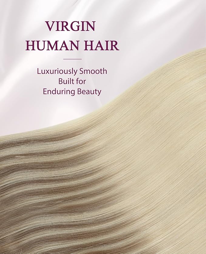 Pinkpearl Invisible Tape in Hair Extensions Human Hair, 20pcs 22inch 60g #8T60 Balayage Ash Brown to Platinum Blonde Injection Tape in Extensions Real Remy Seamless Human Hair Injected