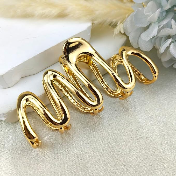 Hair Claw Clips, Snake Design Metal Hair Clip, Gold, for Women Girls, Fashionable Hair Accessories, Creative Thick Hair Clips, One Size