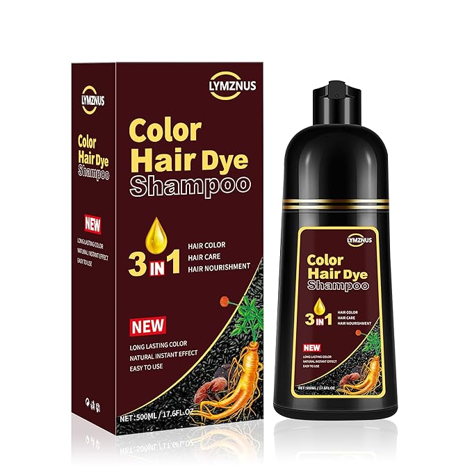 Herbal Dark Brown Hair Coloring Shampoo for Women and Men - 3 in 1 for Gray Coverage, 100% Gray to Brown Hair Color, 500ml