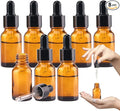 1/2 oz Glass Dropper Bottle, 15ml Amber Tincture Bottle with Dropper, Label, Leak-Proof Travel Dropper Bottles for Essential Oils, Fragrances and Concentrated Tincture Extracts (8 Pcs)