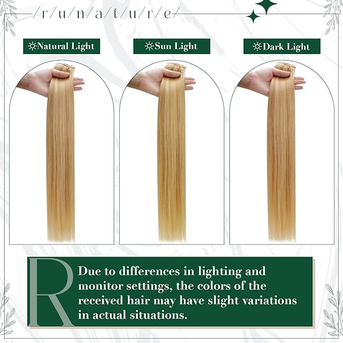 RUNATURE Clip in Hair Extensions Real Human Hair Blonde, Short Hair Extensions Clip Ins 10 Inch, Remy Human Hair Clip in Extensions, Add Hair Volume, 50g 3pcs #16P24 Golden Blonde Highlights
