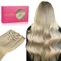 WENNALIFE Clip In Human Hair Extensions, 18 Inch 120g 7pcs Ash Blonde to Platinum Blonde Ombre Clip in Real Human Remy Hair Extensions