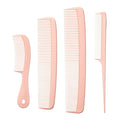 Mars Wellness 4 Piece Professional Comb Set Peach Pastel - USA MADE - Fine Pro Tail, Dresser Hair Comb Styling Comb - Premium Grade for Men and Women - Parting Teasing and Styling - Peach Pastel