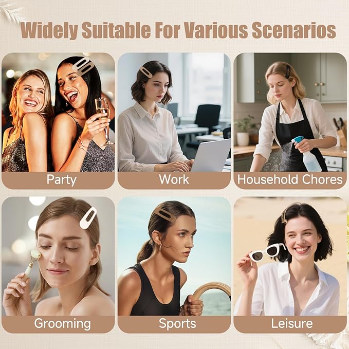 Flat Hair Clips for Women - 12 Pack Matte Non-Slip Flat Claw Clips for Thin Hair, 6 Colors Daily Use Hair Clips Flat Design Comfort Clips