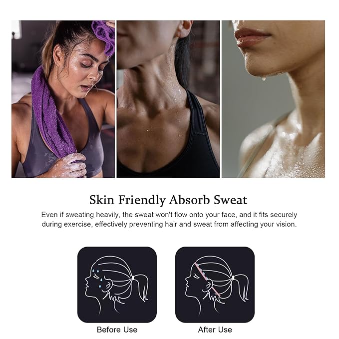DRESHOW Yoga Sports Headbands for Women Elastic Non-Slip Headbands Workout Running Hair Bands 6 Pack