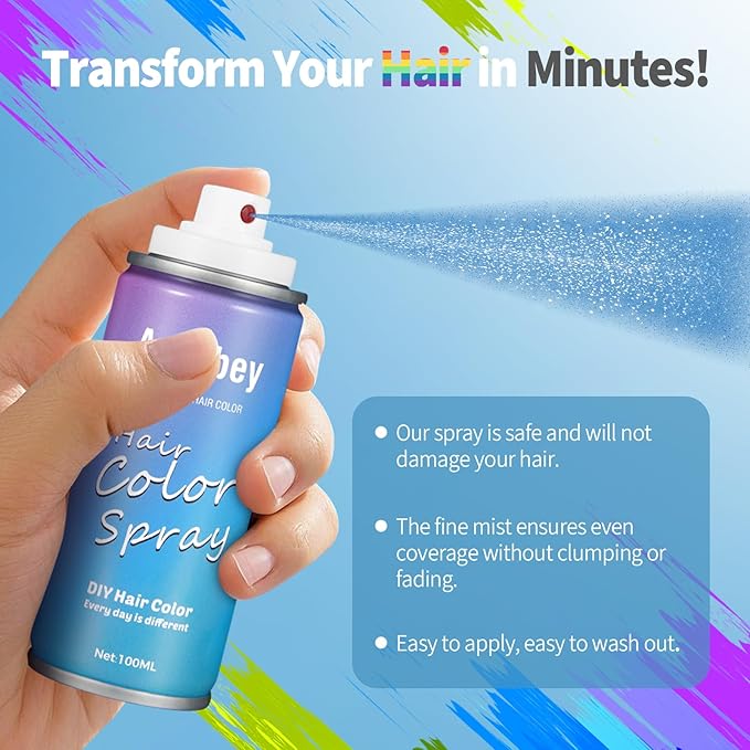 Halloween Hair Spray,Temporary Hair Color Spray for Women Kids Men,Washable Hairspray,Colored Hair Spray,Color Hairspray for Halloween,Party,Cosplay,Christmas Day (03#Blue)