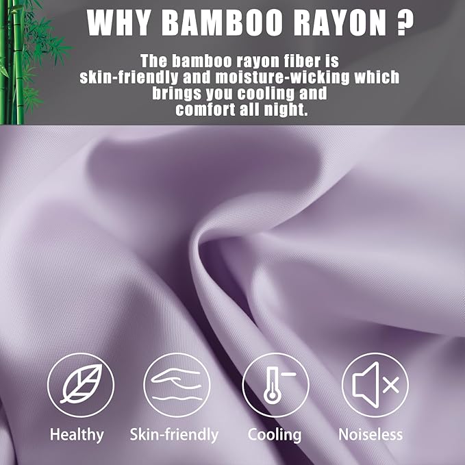 TELUS Body Cooling Pillow Cases Cover, Bamboo Rayon Pillowcases with Zipper Closure, Cool and Breathable Pillow Cover for Hot Sleepers and Night Sweats, 20x54 inches, Purple