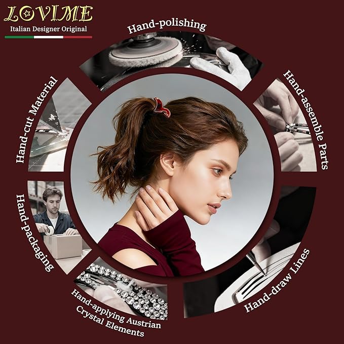 2026 Original Italian Designed Christmas Hair Tie for Women, Plant-Based Acetate Ponytail Holders for Girls, Handmade Christmas Hair Elastic Band With Gift Box-Steed Whisper