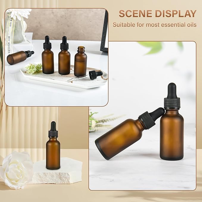 12 Pcs, 1oz Dropper Bottle, Amber Glass Eye Dropper Bottle, Tincture Bottles with Dropper, Pretty Finish, Leak-Proof Design, Stronger Suction for All Kinds of Mixed Liquids