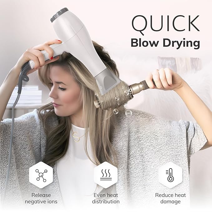 Sndyi Small Round Brush for Blow Out, Nano Thermal Ceramic Ionic Round Hair Brush with Boar Bristles, Boost Shine & Volume, For Short Hair with Quick Blow Drying & Salon Styling -2 Inch, Barrel 1 Inch