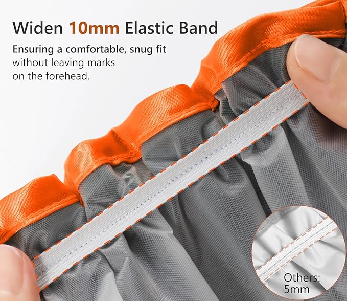 mikimini Black Shower Caps 2 Packs, Double Layers Waterproof Bathing Hair Cap with Reusable Soft Comfortable PEVA Lining, Cute, Non-fading & Stretchy Shower Hat Medium (Pack of 2) Black + Orange