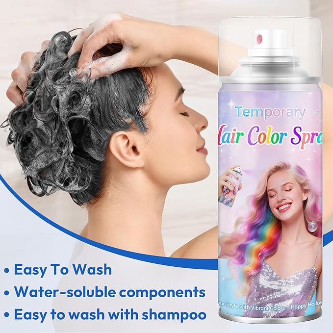 Red Temporary Hair Color Spray - Washable & Non-Sticky Hair Dye for Halloween, Cosplay, Parties-Safe for Kids, Women & Men - Quick-Drying & Easy to Wash Out(120ml)